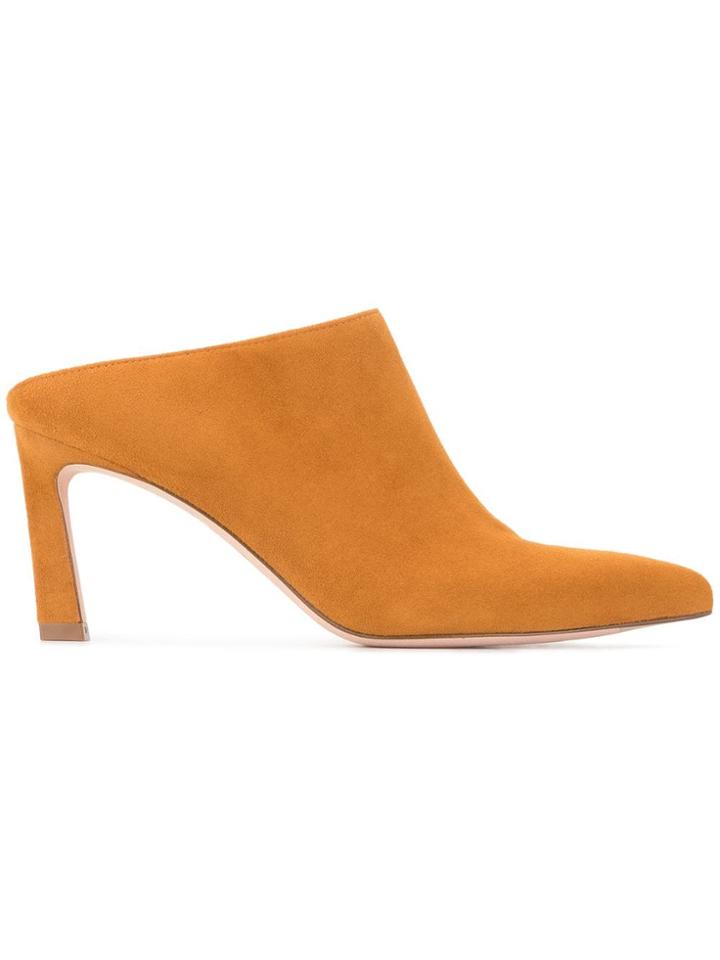 Stuart Weitzman Suede Bridle Mules - Brown