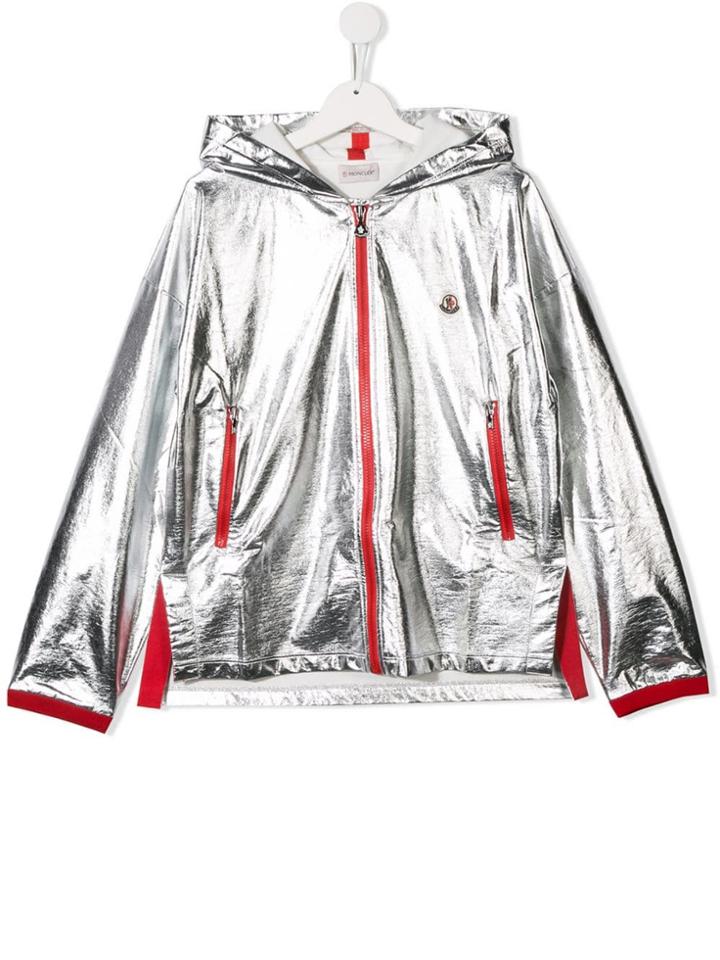 Moncler Kids Metallic Bomber Jacket - Silver
