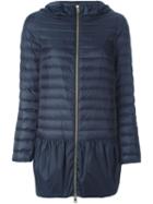 Moncler Ruffled Hem Padded Jacket, Women's, Size: 0, Blue, Polyamide/feather Down