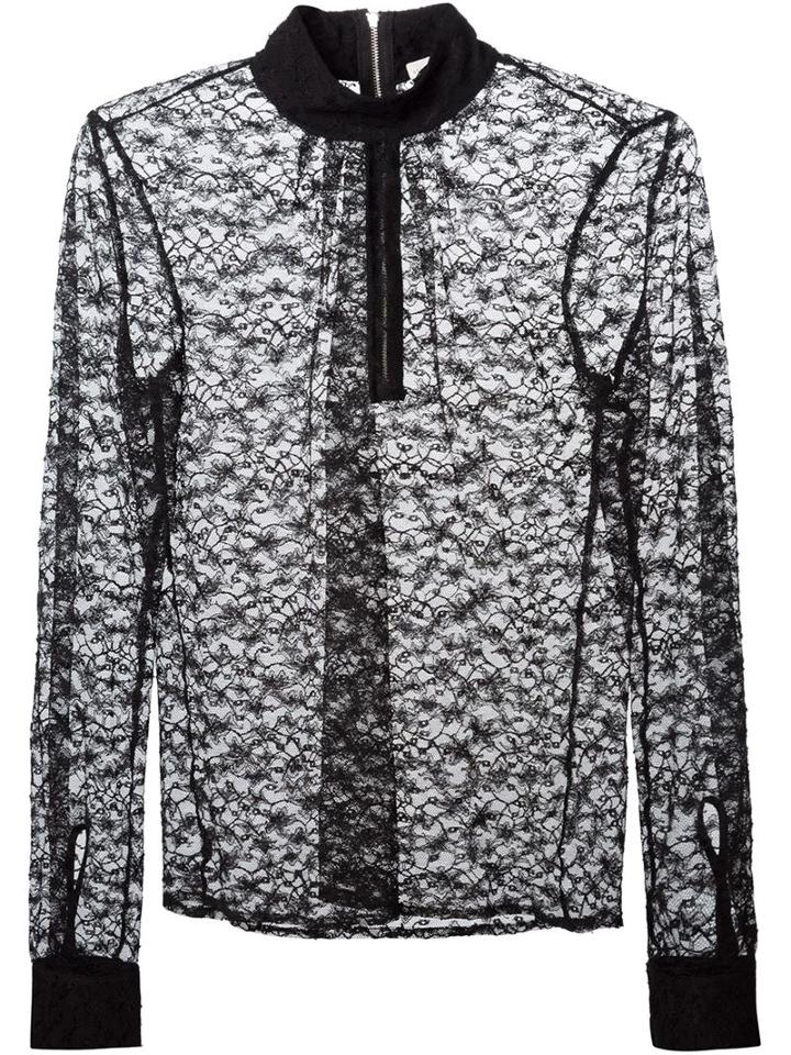 Fleur Du Mal Star Lace Long Sleeve Top, Women's, Size: Medium, Black, Silk/polyamide