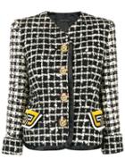 Versace Pre-owned Checked Collarless Jacket - Black