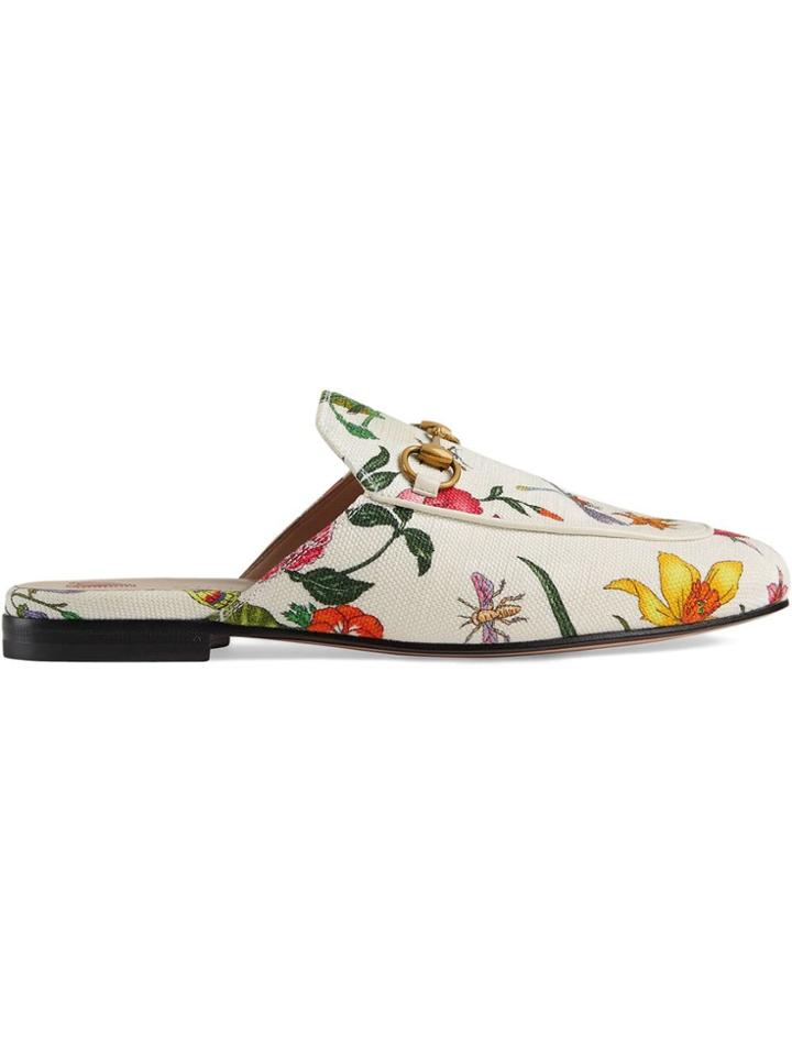 Gucci Princetown Flora Print Canvas Slipper - White