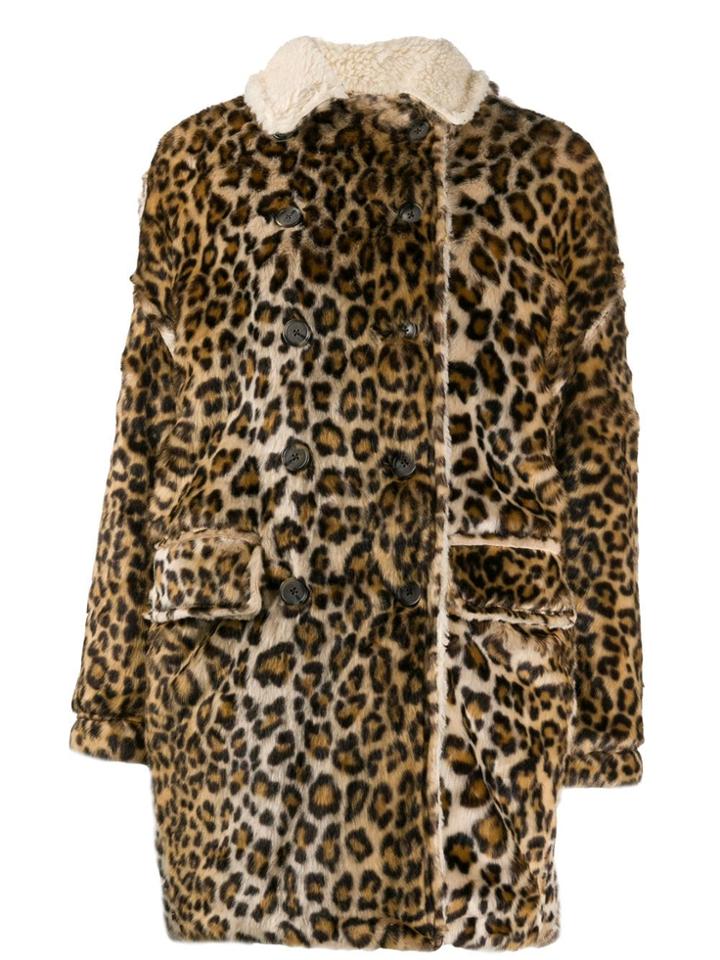 R13 Oversized Leopard-print Coat - Brown
