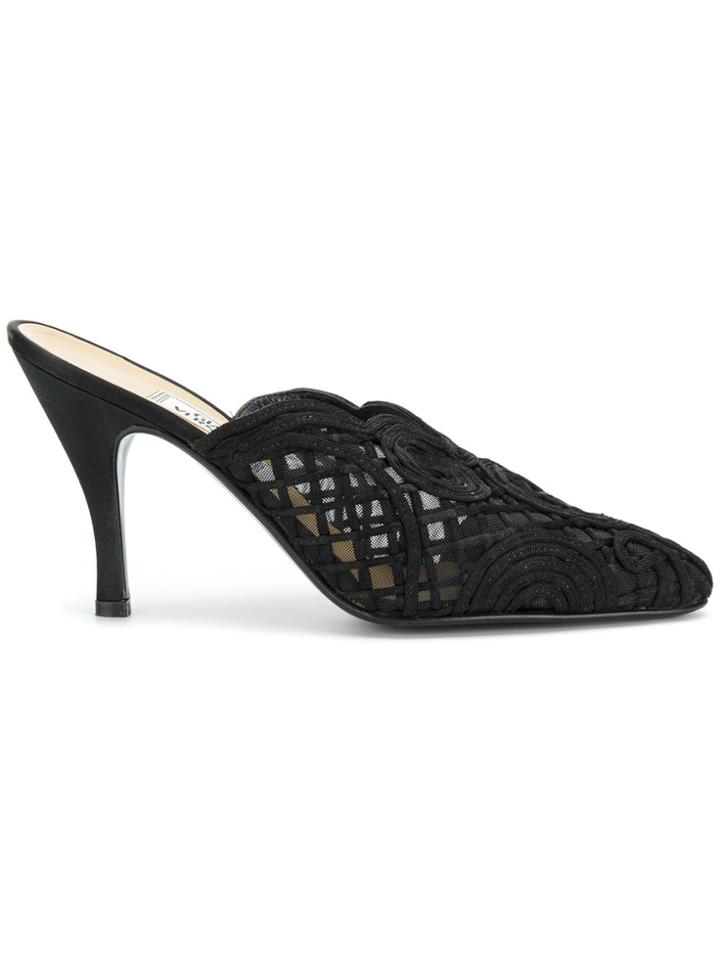 Versace Vintage Sergio Rossi Lace Mules - Black