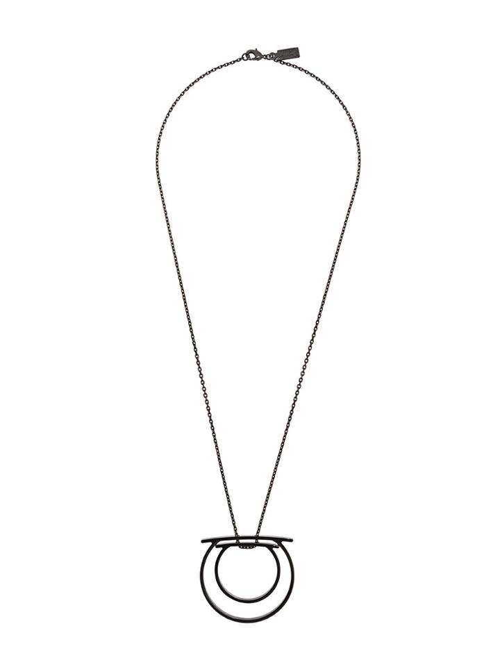 Salvatore Ferragamo Double Gancio Pendant Necklace - Black