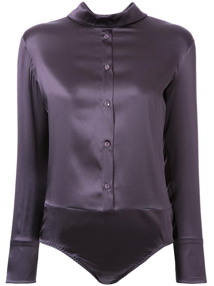Nina Ricci Shirt Bodysuit, Women's, Size: 38, Grey, Silk/spandex/elastane
