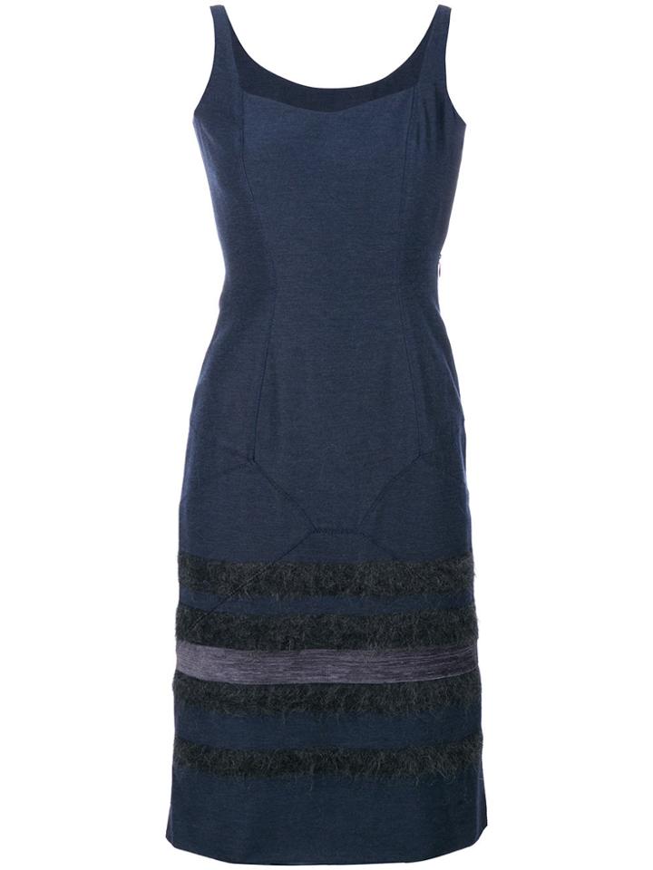 John Galliano Vintage Stripes Panelled Dress - Blue