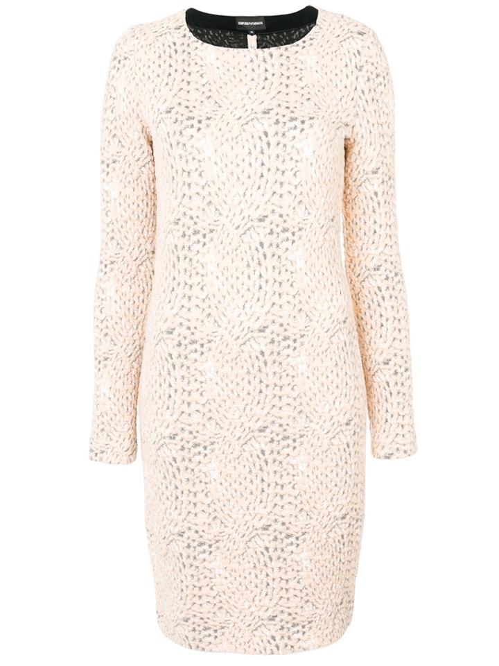 Emporio Armani Knit Effect Fitted Dress - Pink & Purple