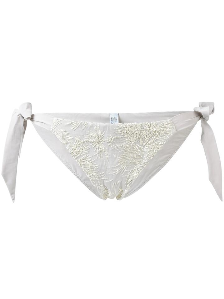 Carine Gilson Jacquard Flower Bikini Bottom, Women's, Size: Large, Grey, Polyamide/spandex/elastane