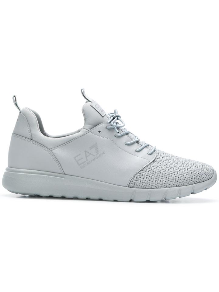 Ea7 Emporio Armani Woven Knit Racer Sneakers - Grey