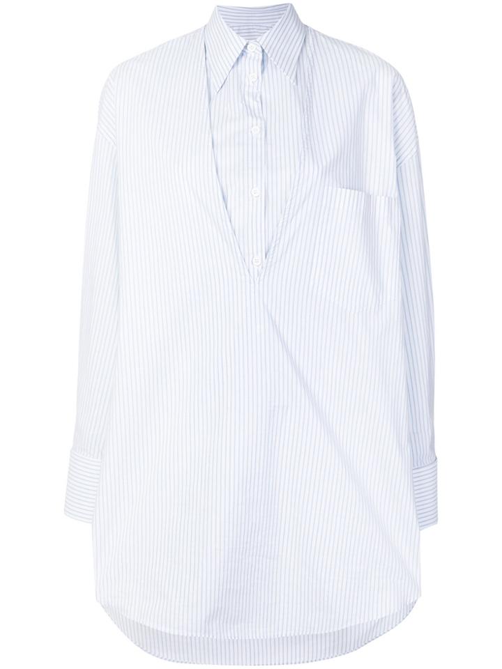 Mm6 Maison Margiela Striped Button Shirt - Blue