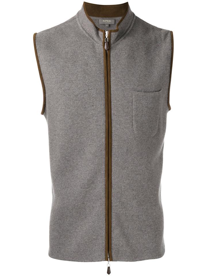 N.peal - Zip Up Gilet - Men - Suede/cashmere - Xl, Brown, Suede/cashmere