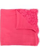 Valentino - Lace Panel Scarf - Women - Cotton/polyamide/modal/cashmere - One Size, Pink/purple, Cotton/polyamide/modal/cashmere