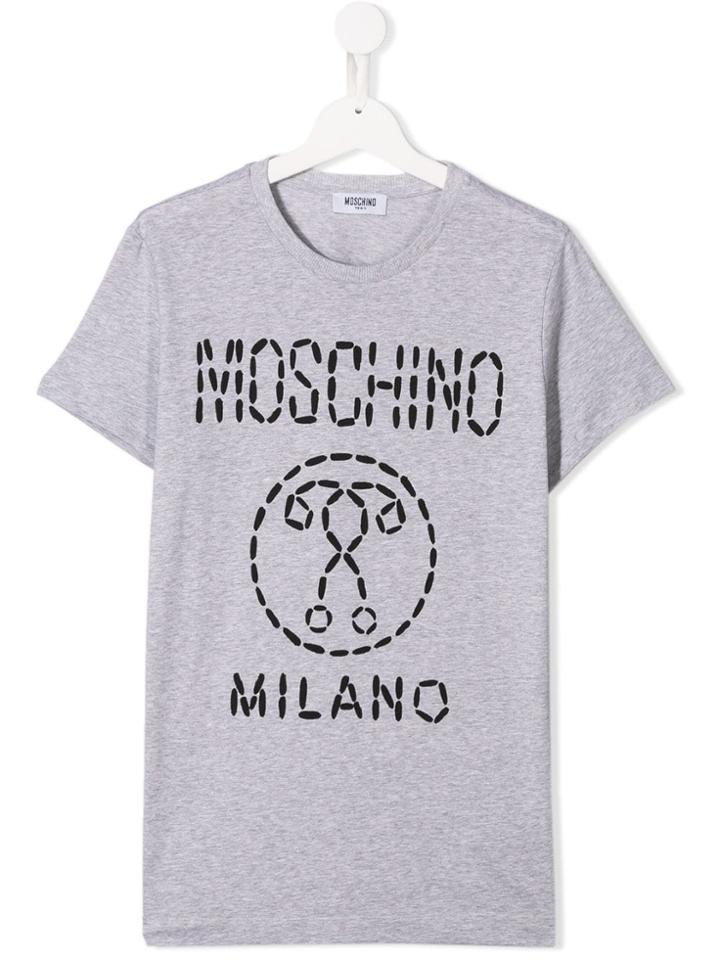 Moschino Kids Teen Logo Printed T-shirt - Grey