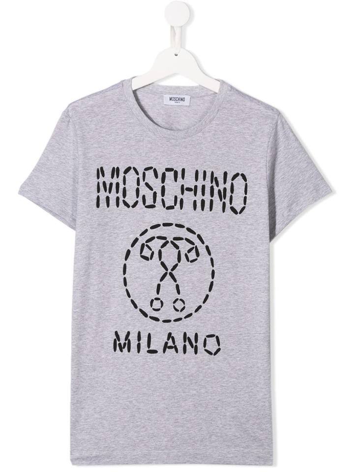 Moschino Kids Teen Logo Printed T-shirt - Grey