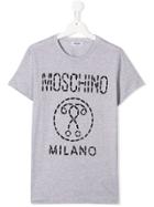 Moschino Kids Teen Logo Printed T-shirt - Grey