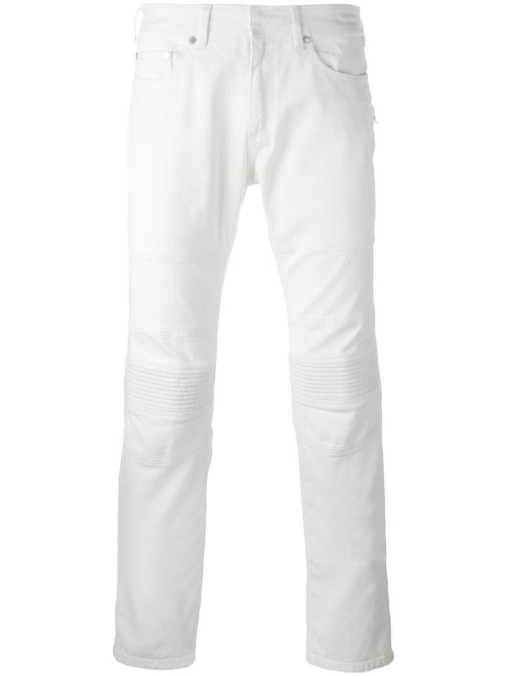Neil Barrett Ribbed Knee Skinny Jeans, Men's, Size: 30, White, Cotton/spandex/elastane