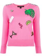 Marc Jacobs Embellished Knitted Sweater, Women's, Size: Medium, Pink/purple, Wool