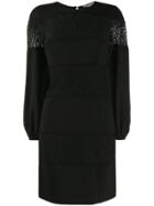 Twin-set Lace Panel A-line Dress - Black