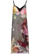 Lanvin Floral Chiffon Overlay Dress, Women's, Size: 38, Pink/purple, Silk/viscose/acetate
