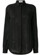 Saint Laurent Lurex Stripe Sheer Shirt - Black