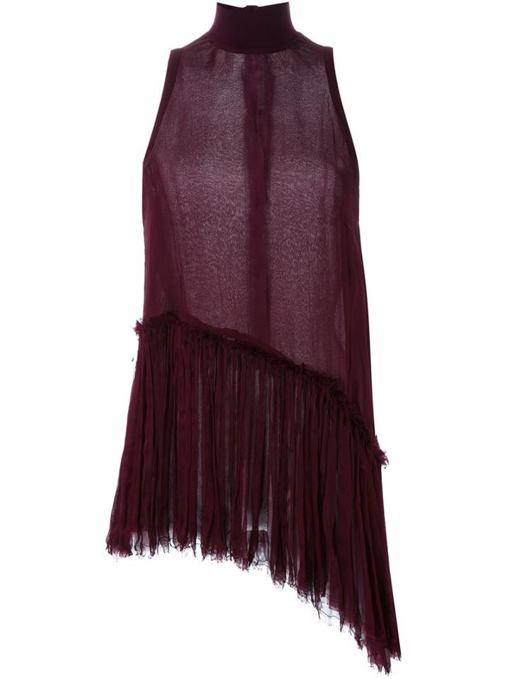 Manning Cartell Asymmetric Pleated Tank, Women's, Size: 8, Red, Silk