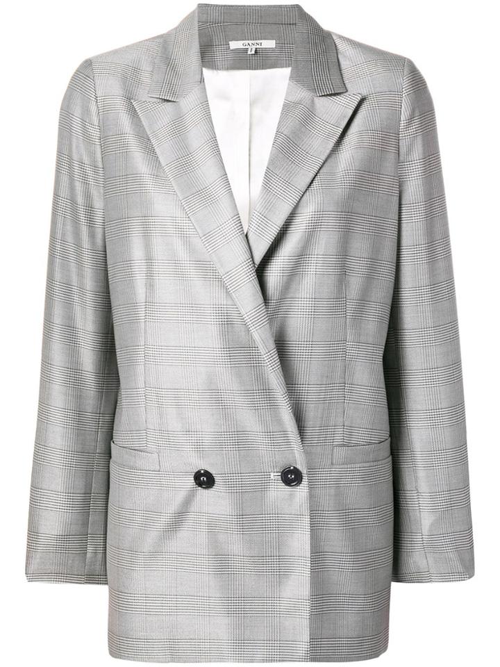 Ganni Checkered Blazer - Grey