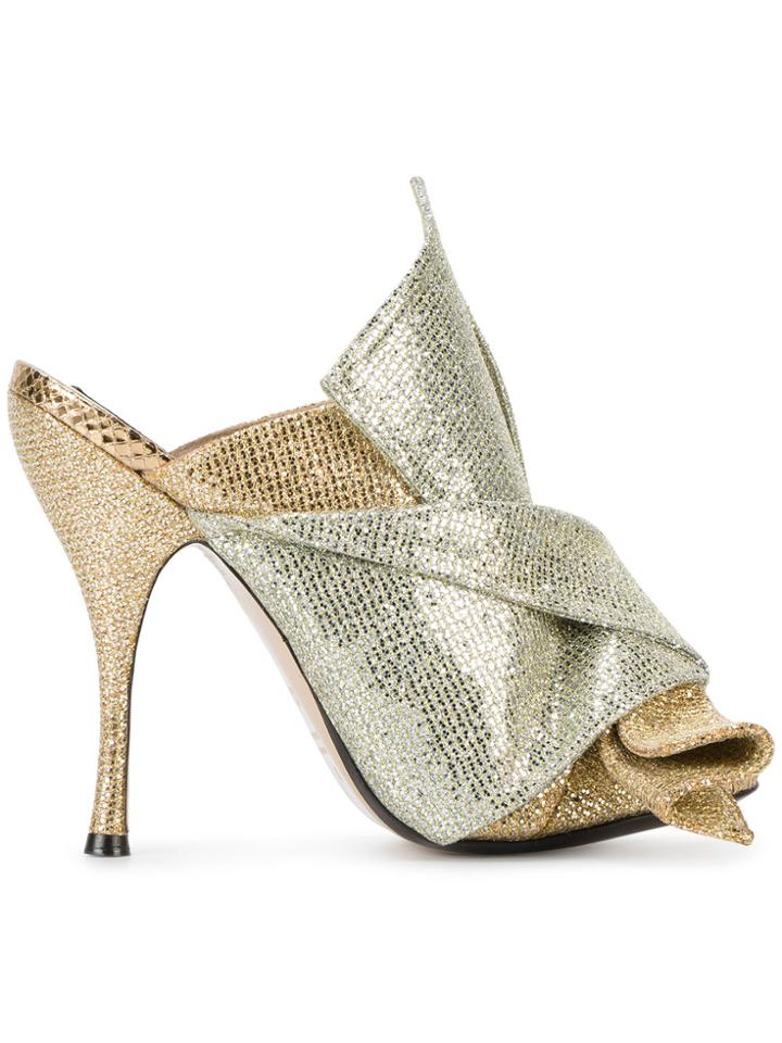 No21 Glitter Embellished Bow Mules - Metallic