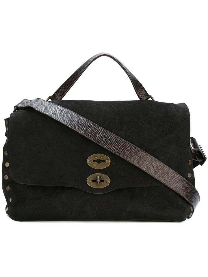 Zanellato Flip Lock Tote, Men's, Black, Leather