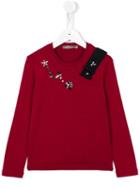 Ermanno Scervino Junior Embellished Longsleeved T-shirt, Girl's, Size: 10 Yrs, Red