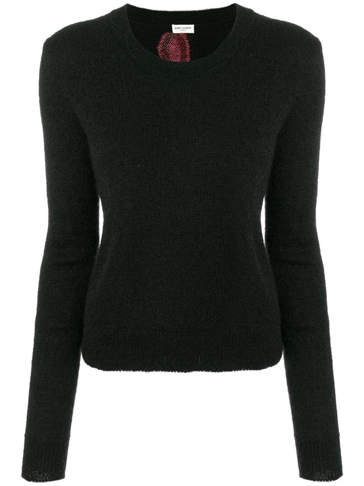 Saint Laurent Flamingo Knitted Top - Black