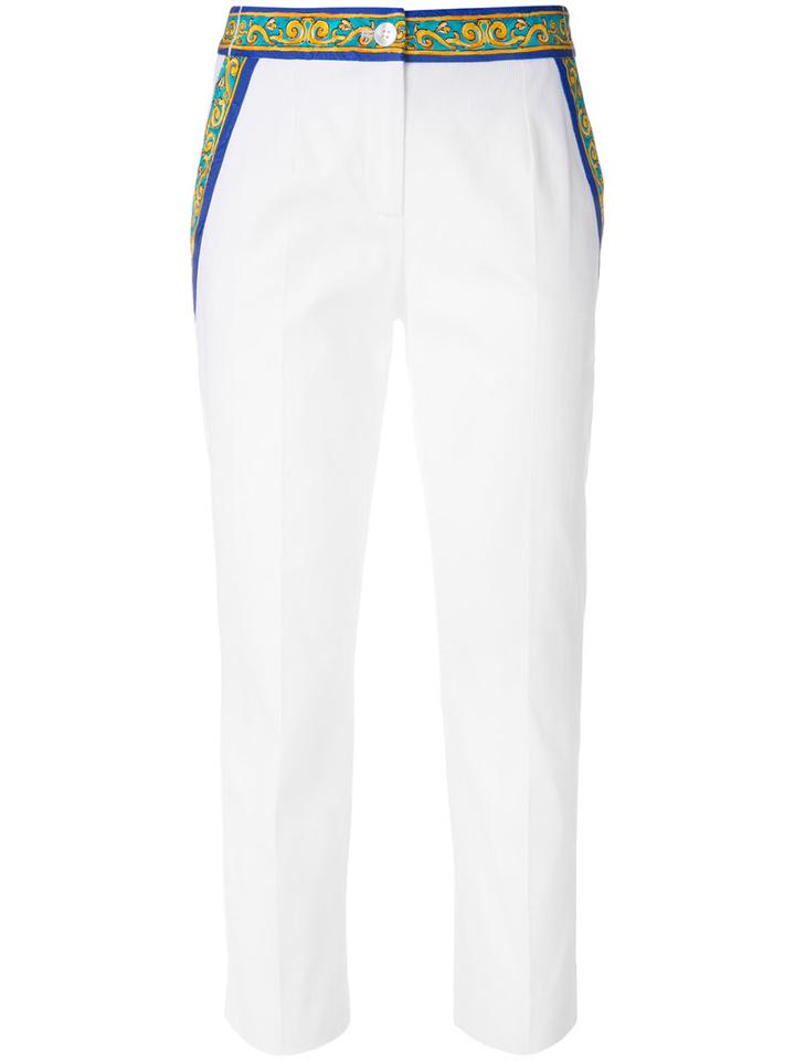 Dolce & Gabbana - Majolica Print Trousers - Women - Silk/cotton/spandex/elastane/viscose - 40, White, Silk/cotton/spandex/elastane/viscose