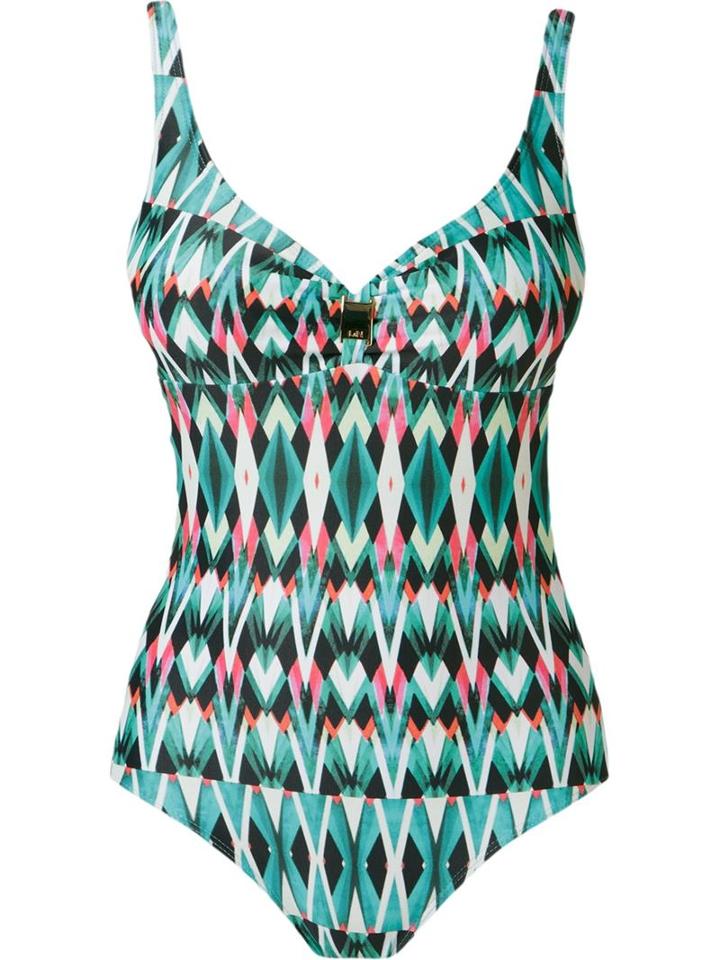 Lygia & Nanny Open Back Printed Swimsuit, Women's, Size: 52, Green, Polyamide/spandex/elastane