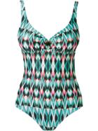 Lygia & Nanny Open Back Printed Swimsuit, Women's, Size: 52, Green, Polyamide/spandex/elastane