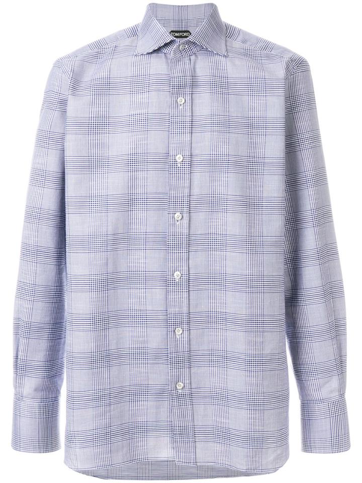 Tom Ford Spread Collar Plaid Shirt - White