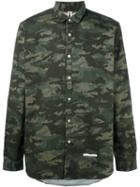 Dnl Camouflage Print Shirt, Men's, Size: 41, Green, Cotton/polyamide
