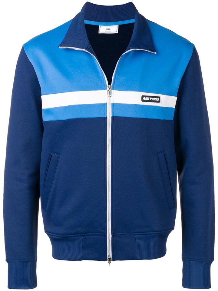 Ami Alexandre Mattiussi Paris Patch Zipped Sweatshirt - Blue
