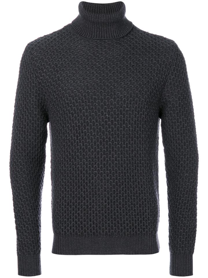 Eleventy Textured Roll Neck Jumper - Grey