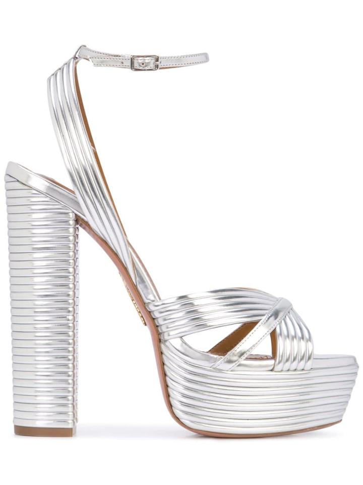 Aquazzura Sundance Plateau 140 Sandals - Silver