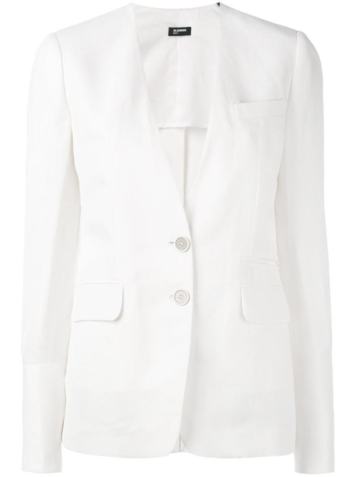 Jil Sander Navy - Two Button Blazer - Women - Linen/flax/polyamide/cupro/rayon - 38, White, Linen/flax/polyamide/cupro/rayon