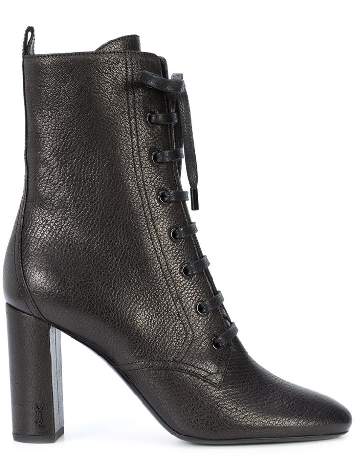 Saint Laurent Loulou 95 Lace-up Boots - Black