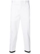 Neil Barrett Stripe Cuff Cropped Trousers - White