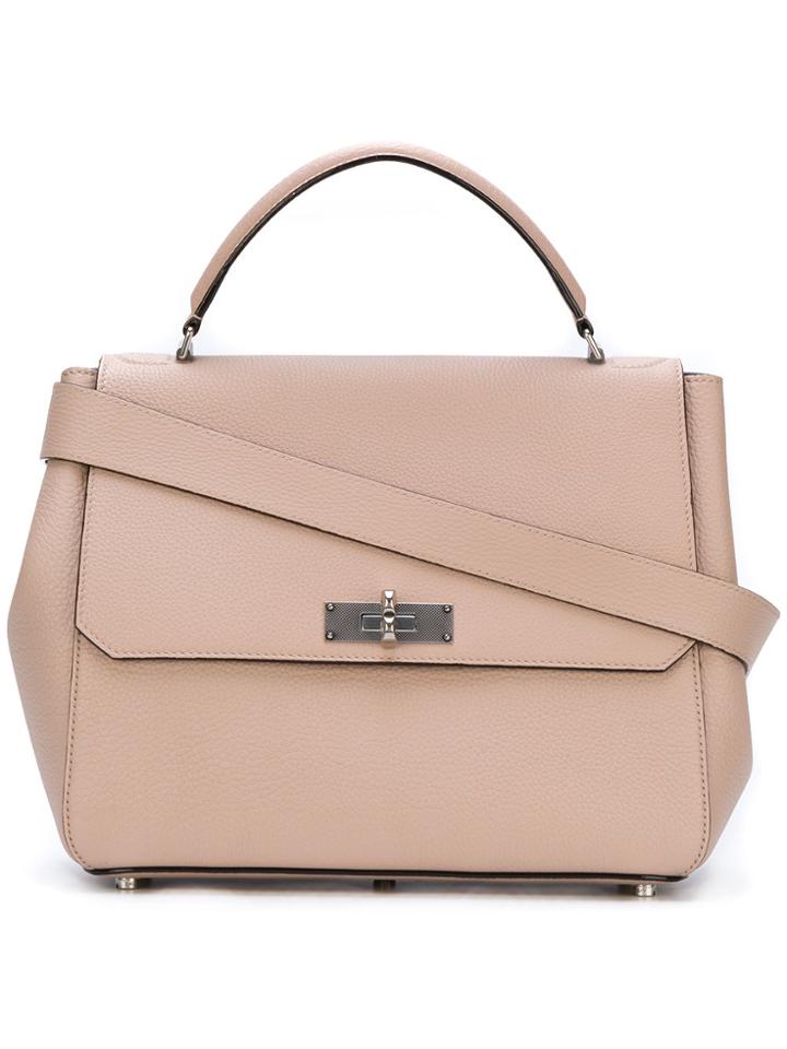 Bally Top Handle B Turn Bag - Pink & Purple