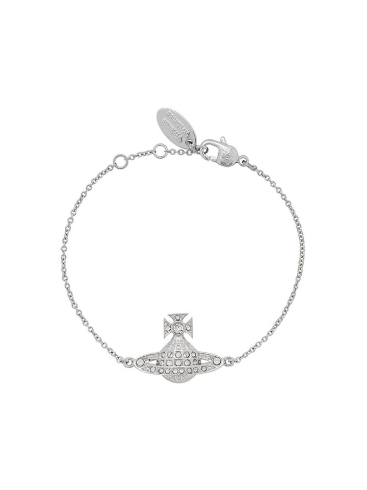 Vivienne Westwood Crystal Logo Charm Bracelet - Silver