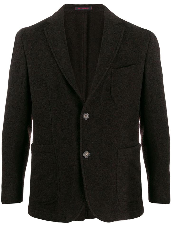 The Gigi Single-breasted Textured Blazer - Brown