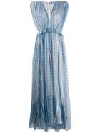 Philosophy Di Lorenzo Serafini Printed Plunge Maxi Dress - Blue