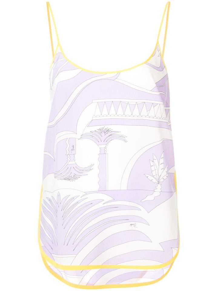 Emilio Pucci La Villa Print Silk Cami Top - Purple