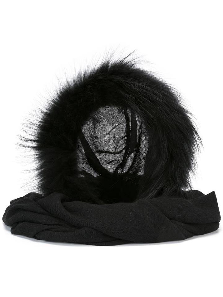 Charlotte Simone Fur Collar, Women's, Black, Modal/wool/racoon Fur