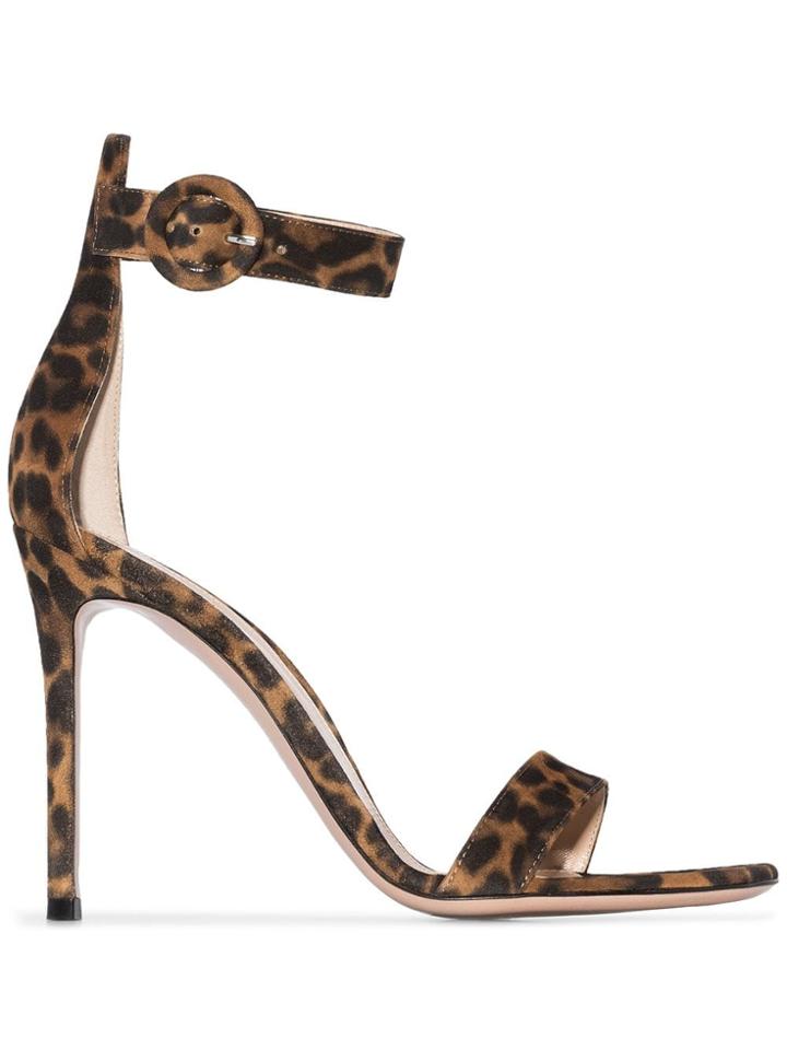 Gianvito Rossi Portofino 105mm Leopard-print Sandals - Brown