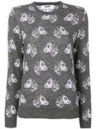 Msgm Dog Embroidered Sweater - Grey